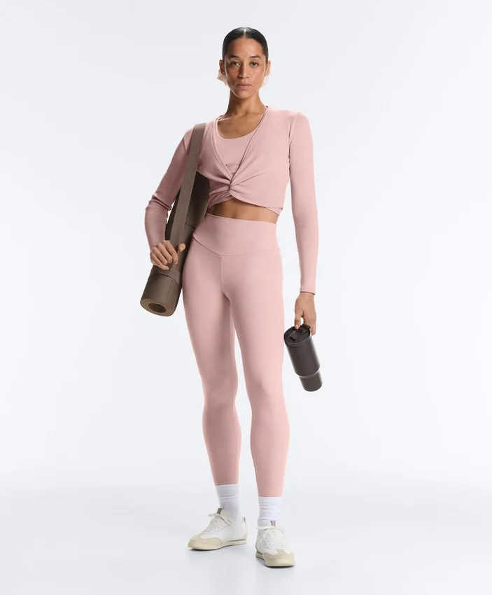 T-shirt avvolgente in misto cotone a costine T-shirt avvolgente in misto cotone a costine