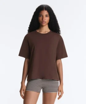 T-shirt boxy a maniche corte in misto cotone