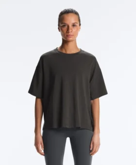 T-shirt boxy a maniche corte in misto cotone