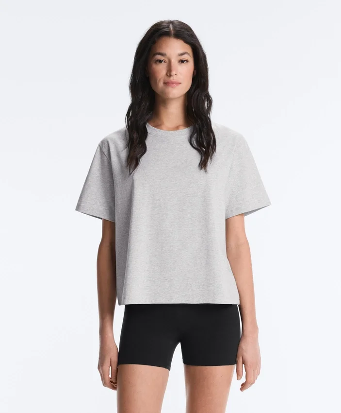 T-shirt boxy a maniche corte in misto cotone T-shirt boxy a maniche corte in misto cotone