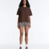 T-shirt boxy a maniche corte in misto cotone T-shirt boxy a maniche corte in misto cotone