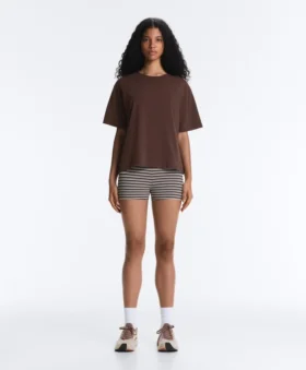 T-shirt boxy a maniche corte in misto cotone