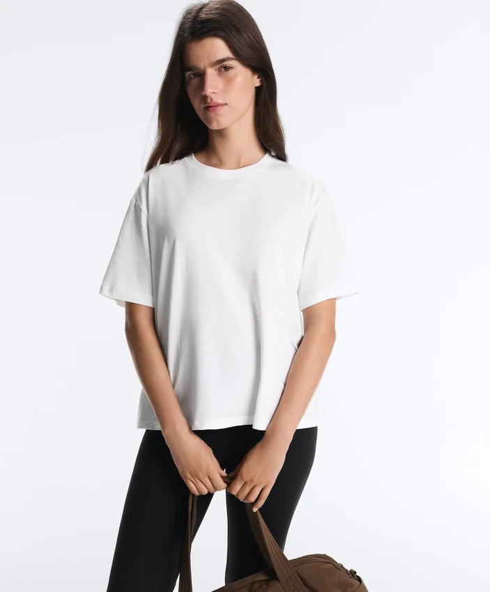 T-shirt boxy a maniche corte in misto cotone T-shirt boxy a maniche corte in misto cotone