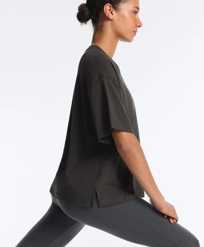 T-shirt boxy a maniche corte in misto cotone T-shirt boxy a maniche corte in misto cotone