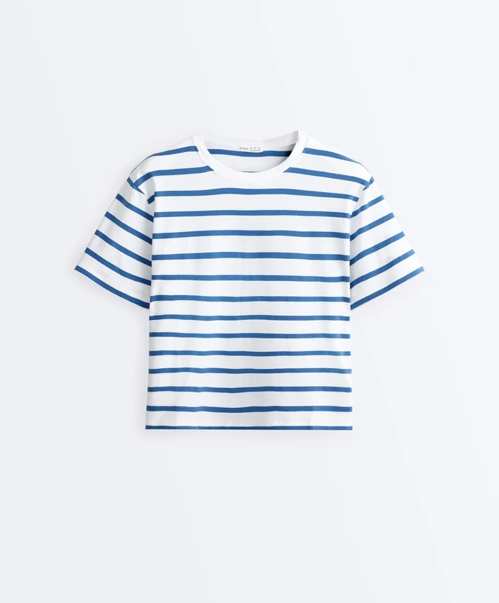 T-shirt boxy a maniche corte in misto cotone T-shirt boxy a maniche corte in misto cotone