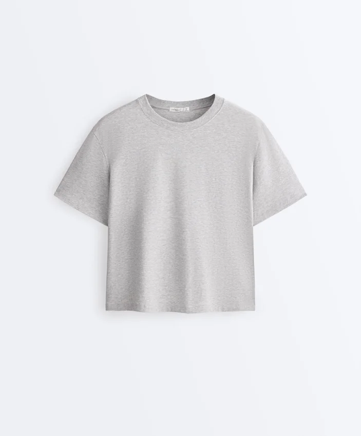 T-shirt boxy a maniche corte in misto cotone T-shirt boxy a maniche corte in misto cotone