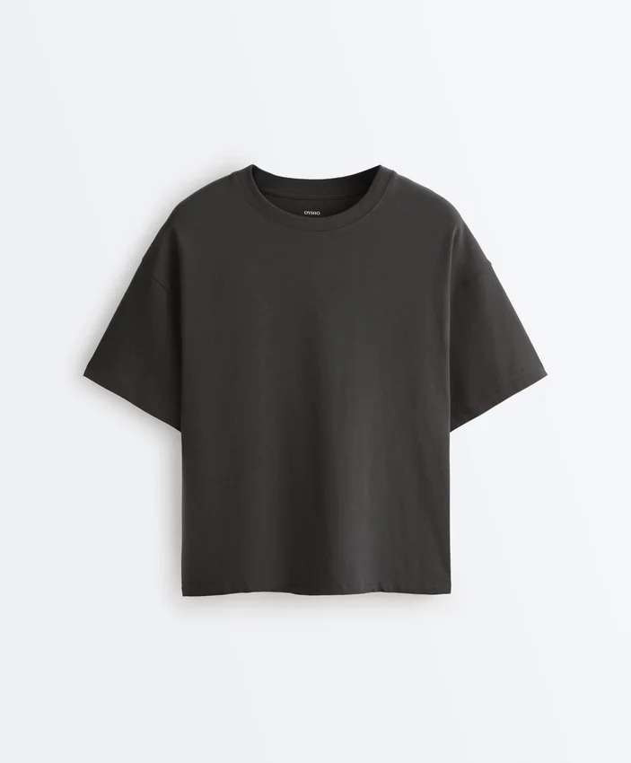 T-shirt boxy a maniche corte in misto cotone T-shirt boxy a maniche corte in misto cotone