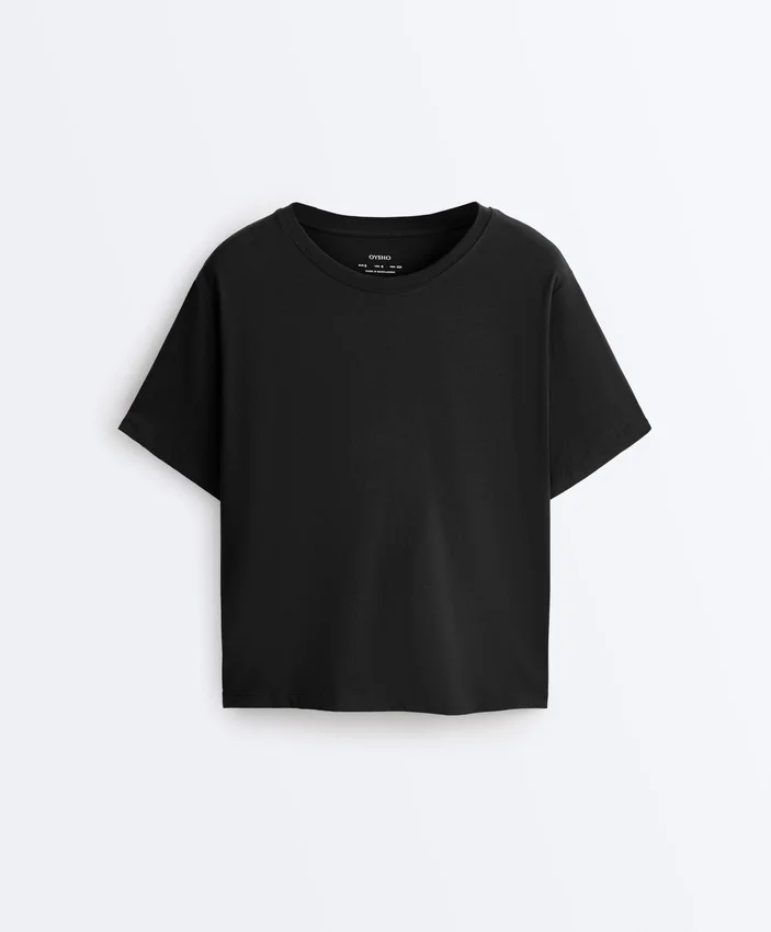 T-shirt boxy a maniche corte in misto cotone T-shirt boxy a maniche corte in misto cotone