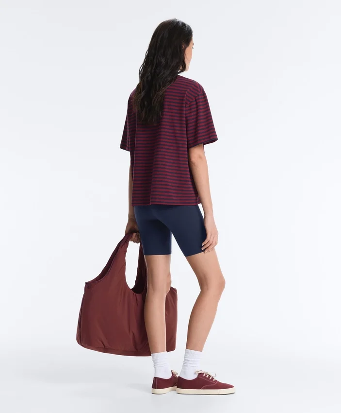 T-shirt boxy a maniche corte in misto cotone a righe T-shirt boxy a maniche corte in misto cotone a righe