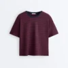 T-shirt boxy a maniche corte in misto cotone a righe T-shirt boxy a maniche corte in misto cotone a righe