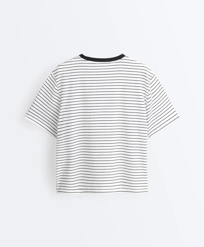 T-shirt boxy a maniche corte in misto cotone a righe T-shirt boxy a maniche corte in misto cotone a righe