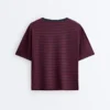 T-shirt boxy a maniche corte in misto cotone a righe T-shirt boxy a maniche corte in misto cotone a righe