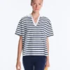 T-shirt boxy a maniche corte in misto cotone con collo a polo T-shirt boxy a maniche corte in misto cotone con collo a polo