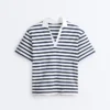 T-shirt boxy a maniche corte in misto cotone con collo a polo T-shirt boxy a maniche corte in misto cotone con collo a polo