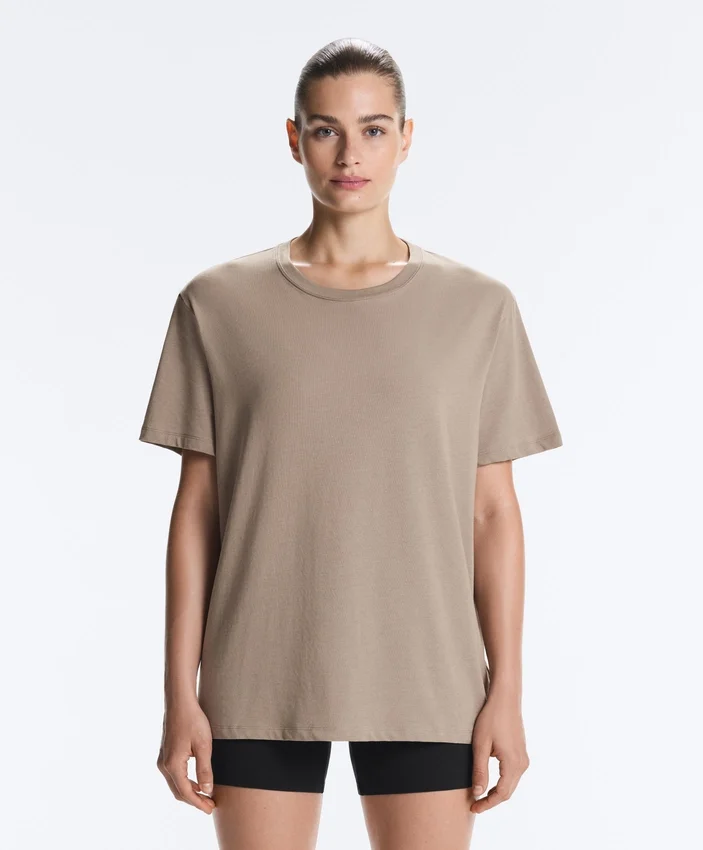 T-shirt boxy a maniche corte in misto cotone con slogan T-shirt boxy a maniche corte in misto cotone con slogan