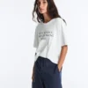 T-shirt boxy a maniche corte in misto cotone con slogan T-shirt boxy a maniche corte in misto cotone con slogan