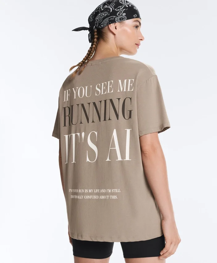 T-shirt boxy a maniche corte in misto cotone con slogan T-shirt boxy a maniche corte in misto cotone con slogan