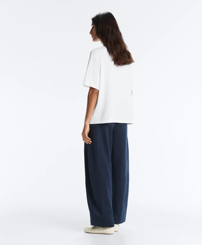 T-shirt boxy a maniche corte in misto cotone con slogan T-shirt boxy a maniche corte in misto cotone con slogan