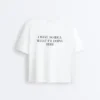 T-shirt boxy a maniche corte in misto cotone con slogan T-shirt boxy a maniche corte in misto cotone con slogan