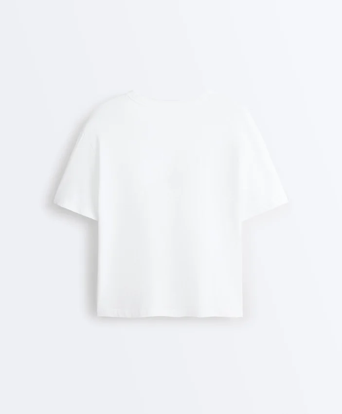 T-shirt boxy a maniche corte in misto cotone con slogan T-shirt boxy a maniche corte in misto cotone con slogan