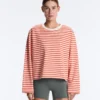 T-shirt boxy a maniche lunghe a righe in 100% cotone T-shirt boxy a maniche lunghe a righe in 100% cotone