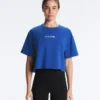 T-shirt corta squadrata in misto cotone con slogan T-shirt corta squadrata in misto cotone con slogan