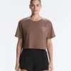 T-shirt corta squadrata in misto cotone con slogan T-shirt corta squadrata in misto cotone con slogan