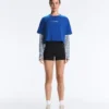 T-shirt corta squadrata in misto cotone con slogan T-shirt corta squadrata in misto cotone con slogan