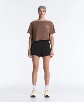 T-shirt corta squadrata in misto cotone con slogan