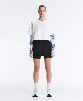 T-shirt corta squadrata in misto cotone con slogan