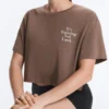 T-shirt corta squadrata in misto cotone con slogan T-shirt corta squadrata in misto cotone con slogan