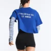 T-shirt corta squadrata in misto cotone con slogan T-shirt corta squadrata in misto cotone con slogan