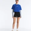 T-shirt corta squadrata in misto cotone con slogan T-shirt corta squadrata in misto cotone con slogan