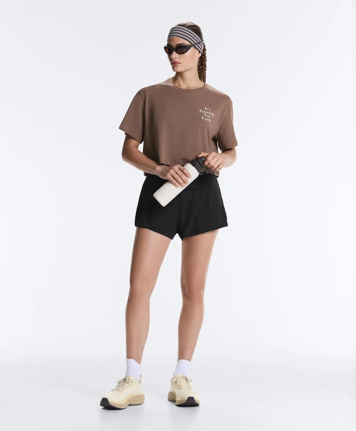 T-shirt corta squadrata in misto cotone con slogan T-shirt corta squadrata in misto cotone con slogan