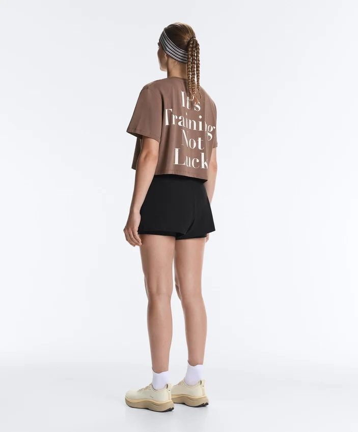 T-shirt corta squadrata in misto cotone con slogan T-shirt corta squadrata in misto cotone con slogan