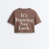 T-shirt corta squadrata in misto cotone con slogan T-shirt corta squadrata in misto cotone con slogan