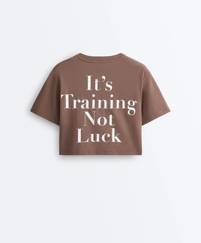 T-shirt corta squadrata in misto cotone con slogan T-shirt corta squadrata in misto cotone con slogan