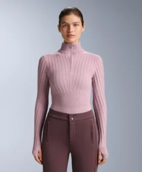T-shirt intima termica a costine con colletto a V