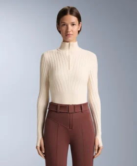 T-shirt intima termica a costine con colletto a V