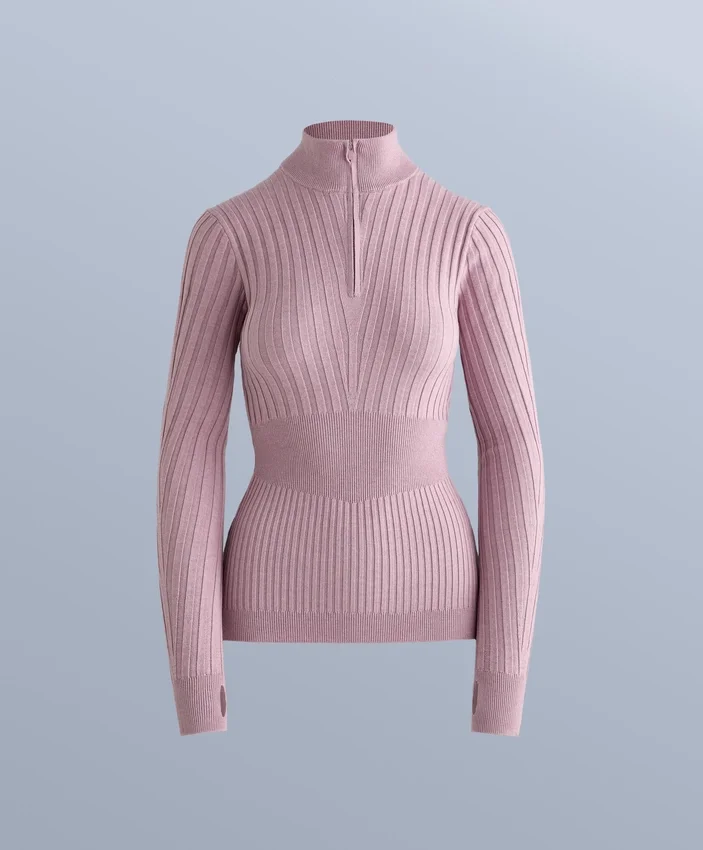 T-shirt intima termica a costine con colletto a V T-shirt intima termica a costine con colletto a V