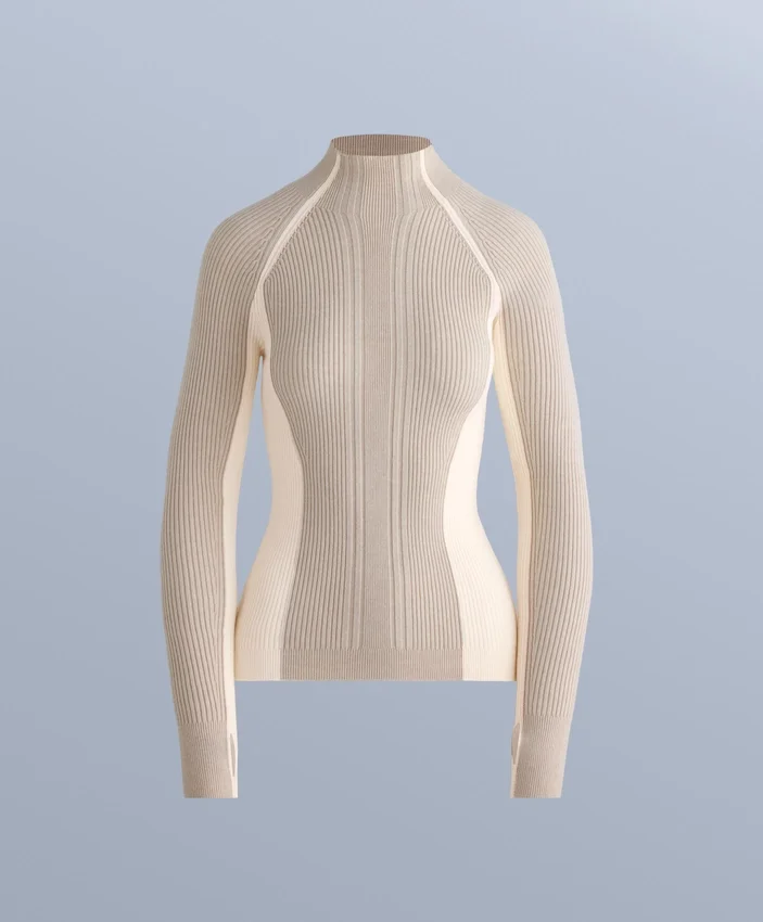 T-shirt intima termica con maglia a costine a contrasto T-shirt intima termica con maglia a costine a contrasto