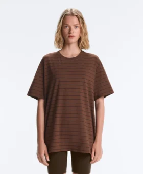 T-shirt oversize a maniche corte in misto cotone a righe