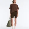 T-shirt oversize a maniche corte in misto cotone a righe T-shirt oversize a maniche corte in misto cotone a righe