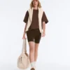 T-shirt oversize a maniche corte in misto cotone a righe T-shirt oversize a maniche corte in misto cotone a righe