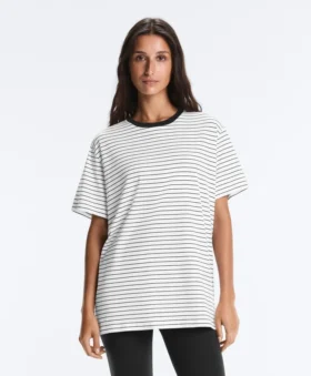 T-shirt oversize a maniche corte in misto cotone con strisce a contrasto