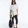 T-shirt oversize a maniche corte in misto cotone con strisce a contrasto T-shirt oversize a maniche corte in misto cotone con strisce a contrasto