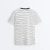T-shirt oversize a maniche corte in misto cotone con strisce a contrasto T-shirt oversize a maniche corte in misto cotone con strisce a contrasto