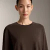 T-shirt oversize a maniche lunghe in misto cotone T-shirt oversize a maniche lunghe in misto cotone