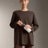 T-shirt oversize a maniche lunghe in misto cotone T-shirt oversize a maniche lunghe in misto cotone