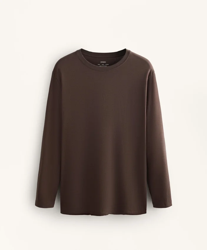 T-shirt oversize a maniche lunghe in misto cotone T-shirt oversize a maniche lunghe in misto cotone